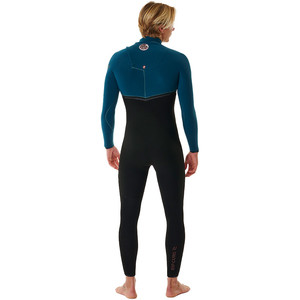 2024 Rip Curl Mens E-Bomb 4/3mm Zip Free Wetsuit 14TMFS - Blue Green